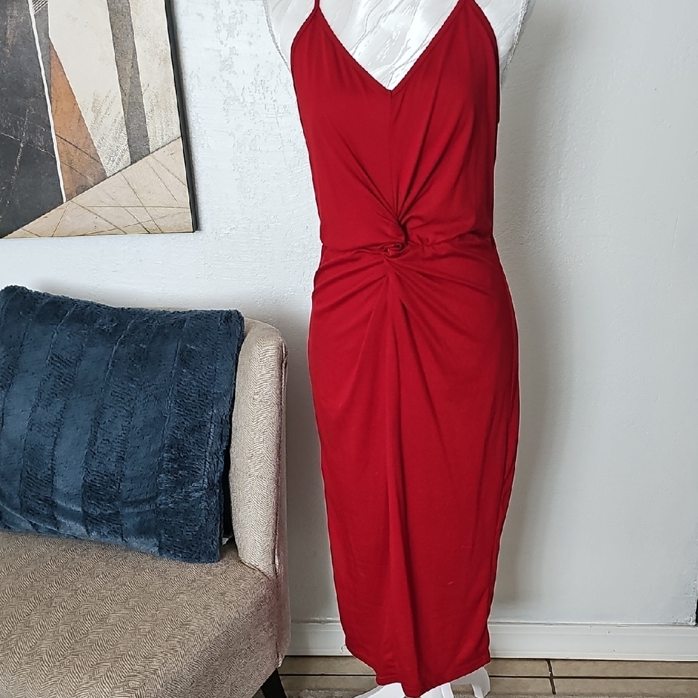 SHEIN Red Midi Dress